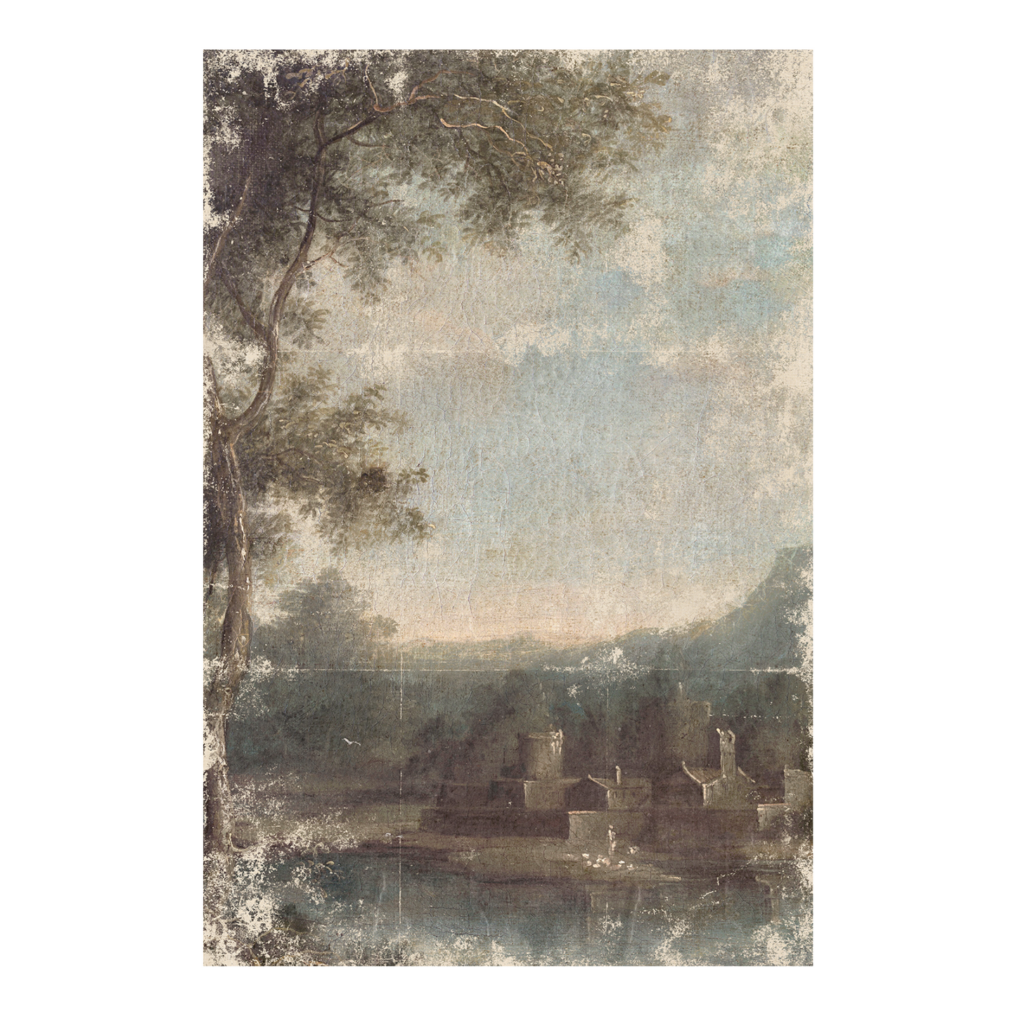 Impression encadrée d'un paysage italien de 1864