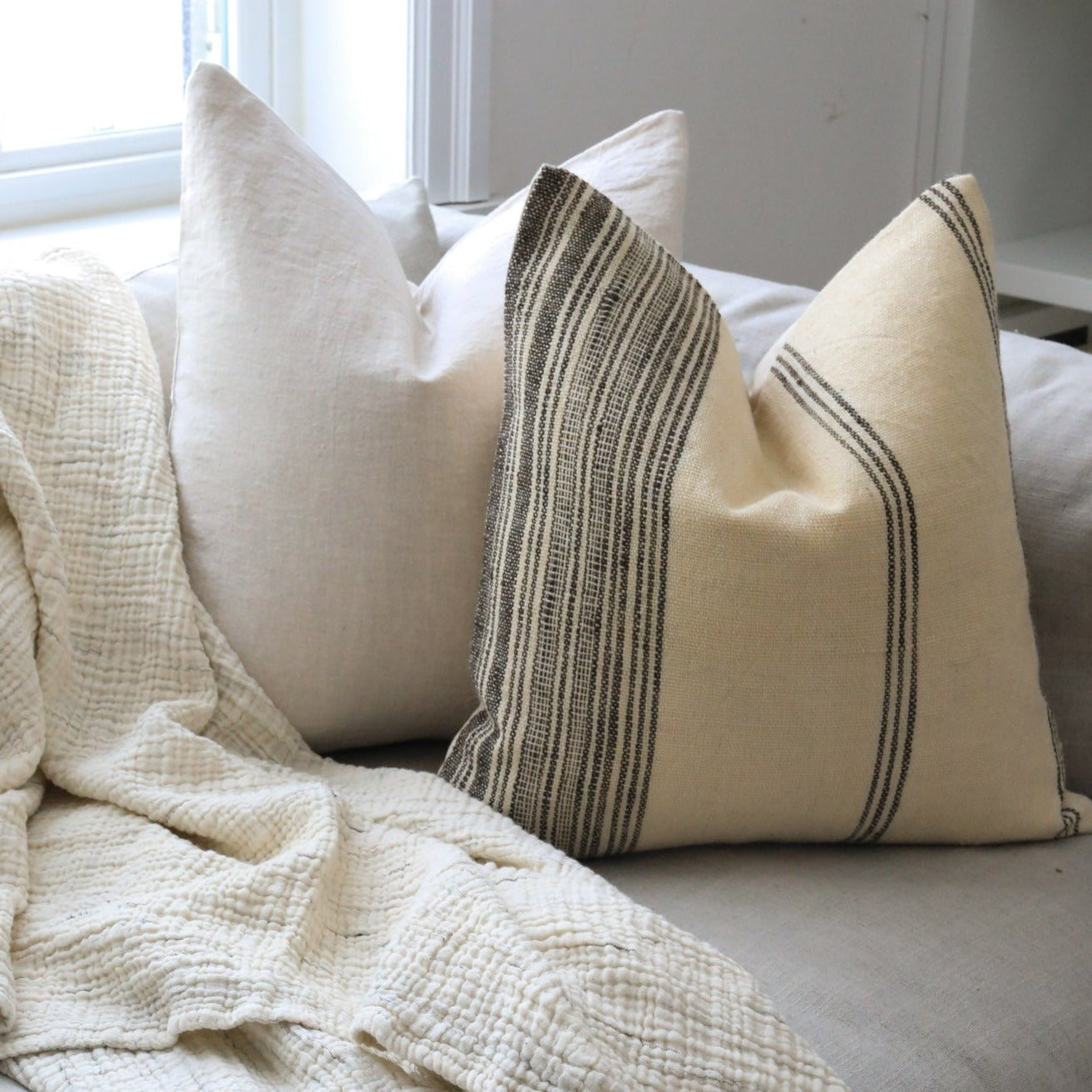 Housse de coussin Lucca Bhujodi crème