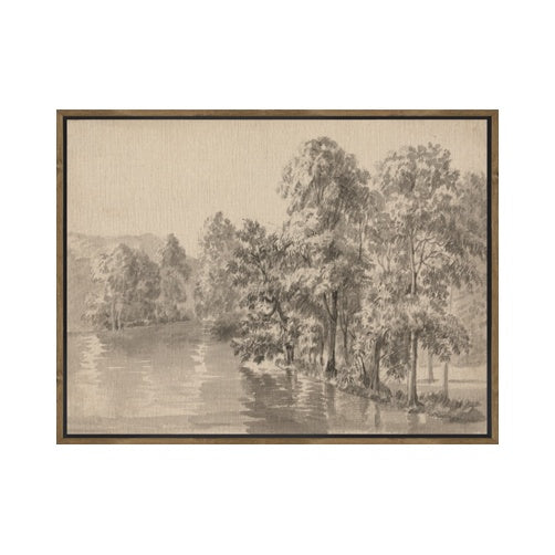 Toile encadrée Rivière Sépia