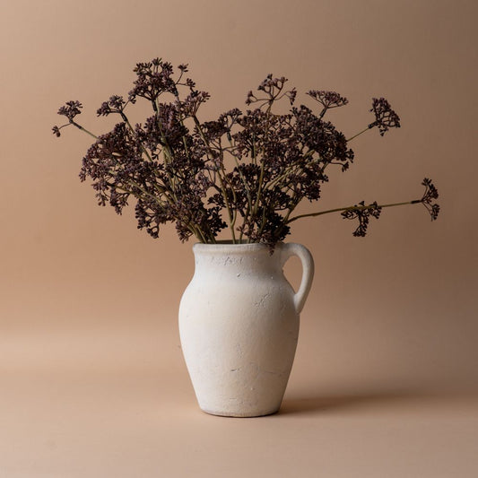 Petit vase texturé en céramique avec anse - Blanc cassé